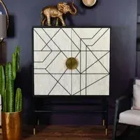 Rialto 2 Door Bar Cabinet - Bone Inlay