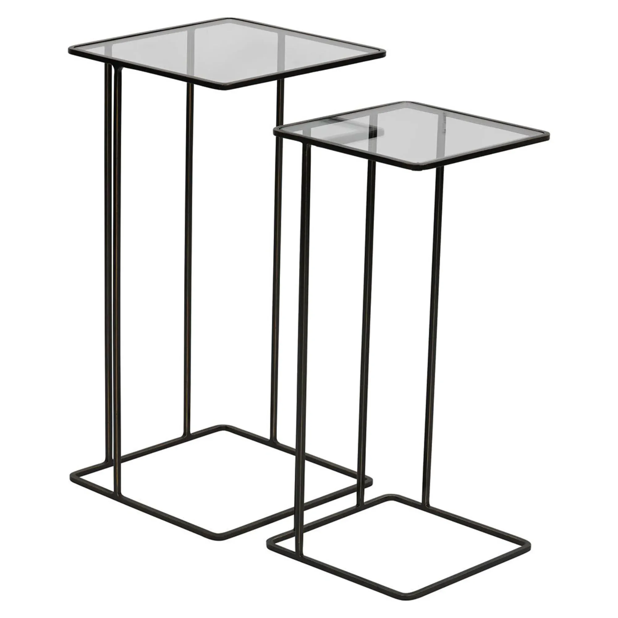 Salzburg Square Side Table Set of 2 - Bronze, Glass