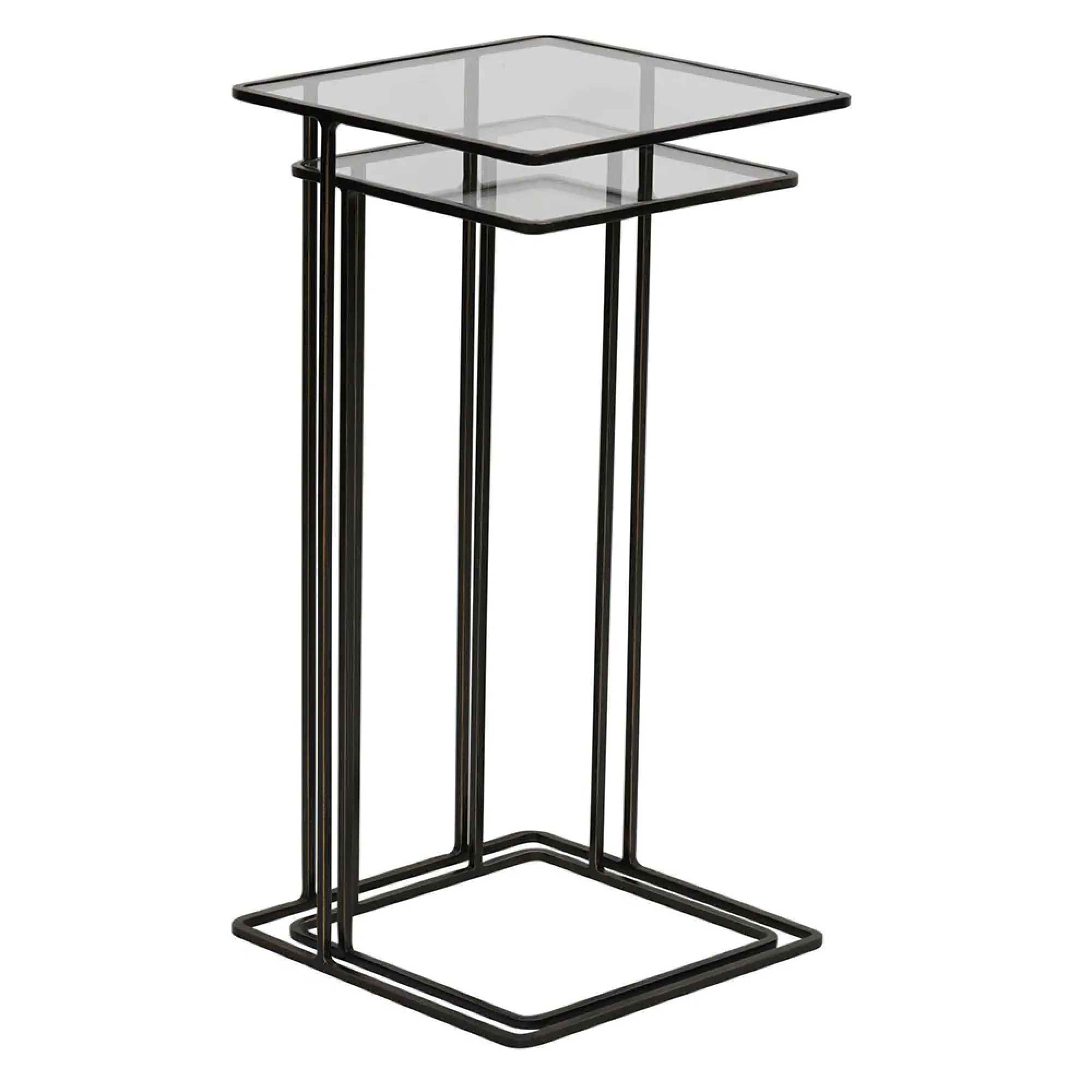 Salzburg Square Side Table Set of 2 - Bronze, Glass