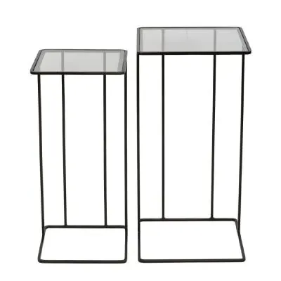 Salzburg Square Side Table Set of 2 - Bronze, Glass image