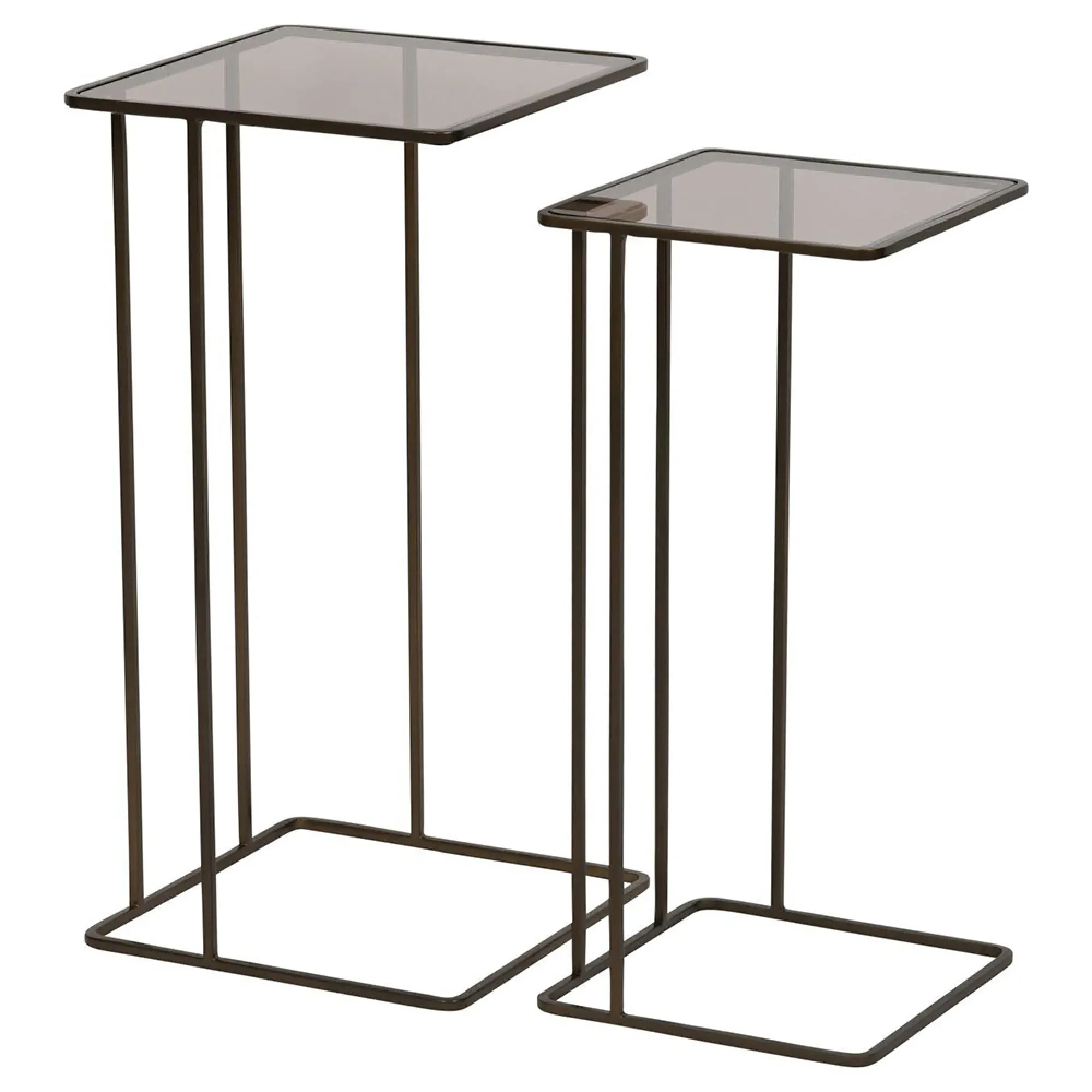 Salzburg Square Side Table Set of 2 - Gold, Glass