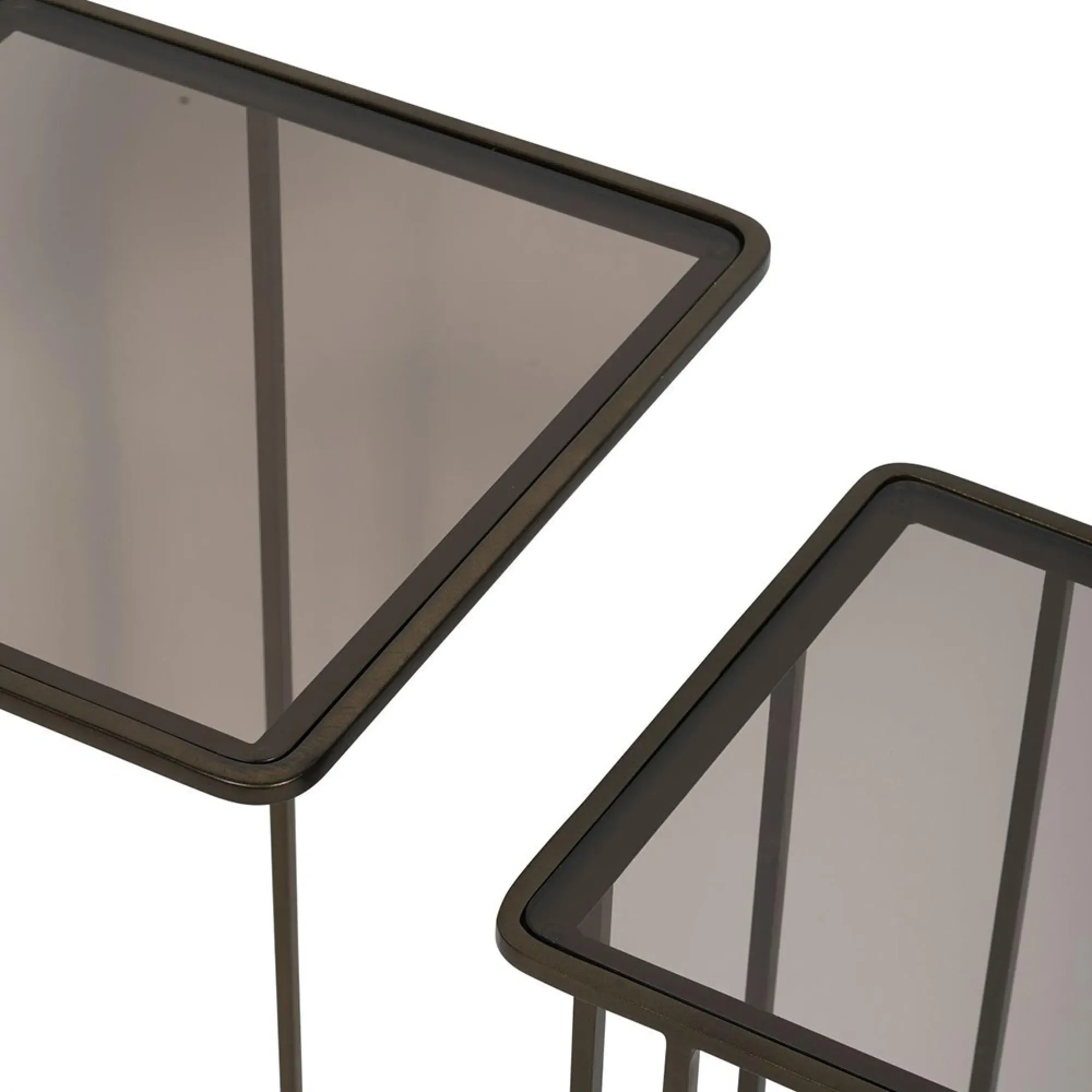 Salzburg Square Side Table Set of 2 - Gold, Glass