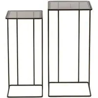 Salzburg Square Side Table Set of 2 - Gold, Glass