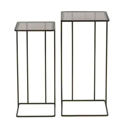 Salzburg Square Side Table Set of 2 - Gold, Glass