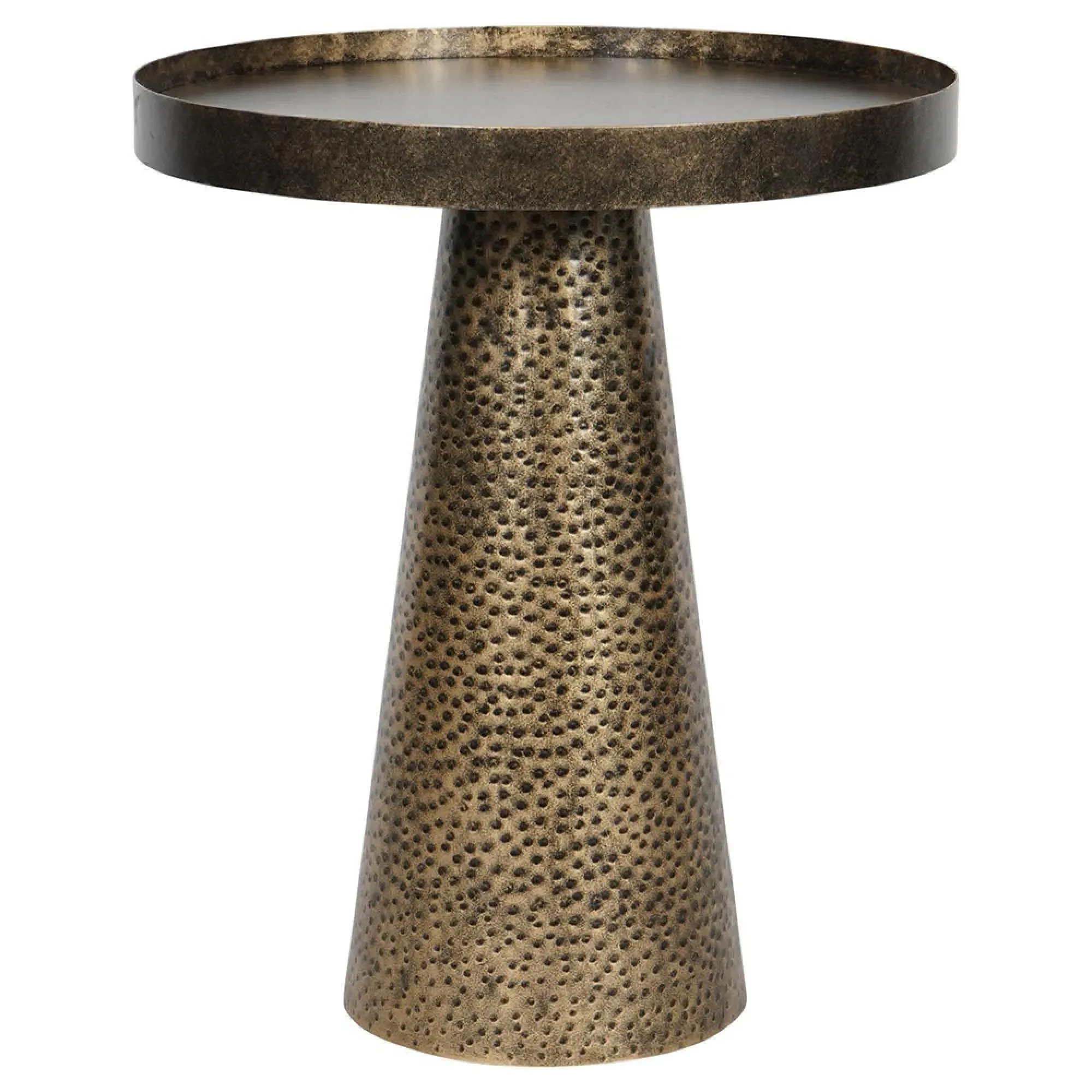 Sandbanks Round Side Table - Antique Gold, Metal