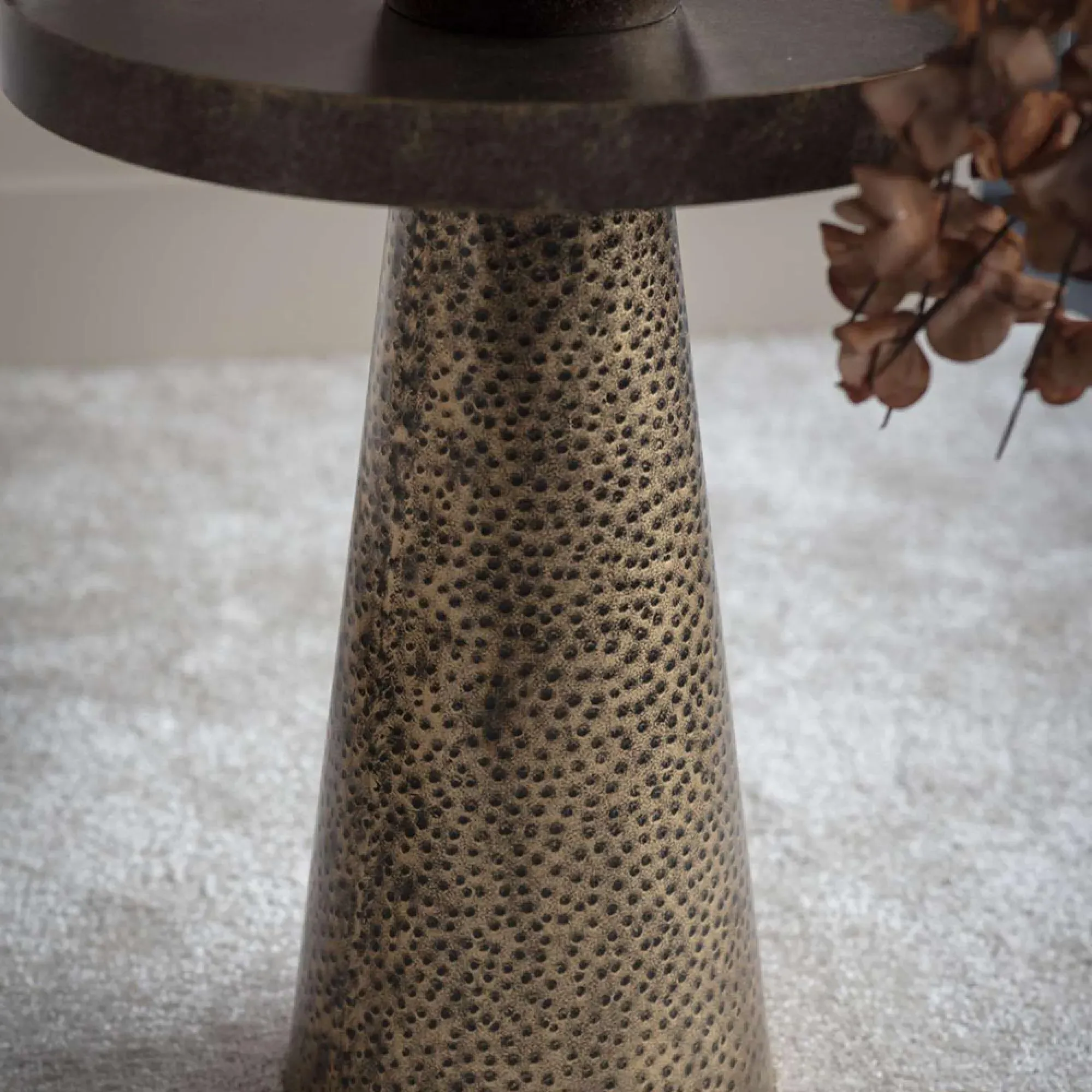 Sandbanks Round Side Table - Antique Gold, Metal