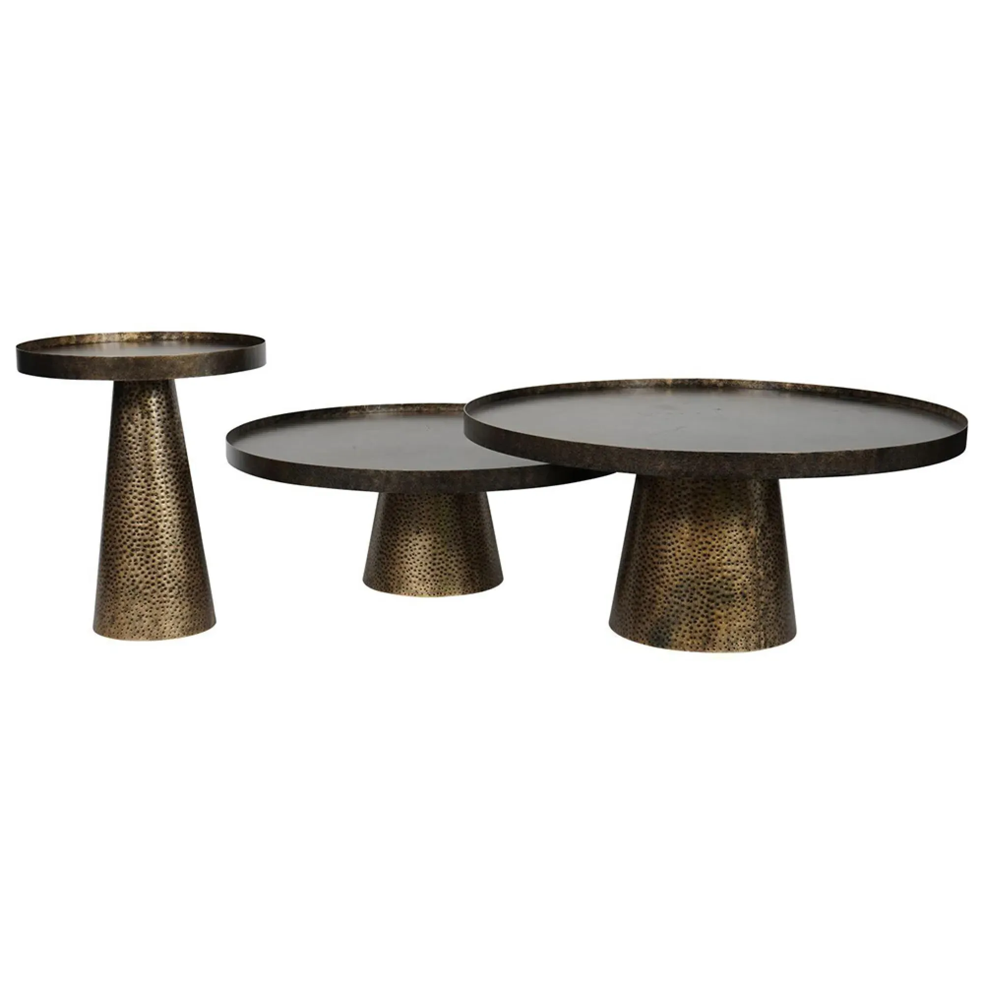 Sandbanks Round Side Table - Antique Gold, Metal