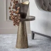 Sandbanks Round Side Table - Antique Gold, Metal