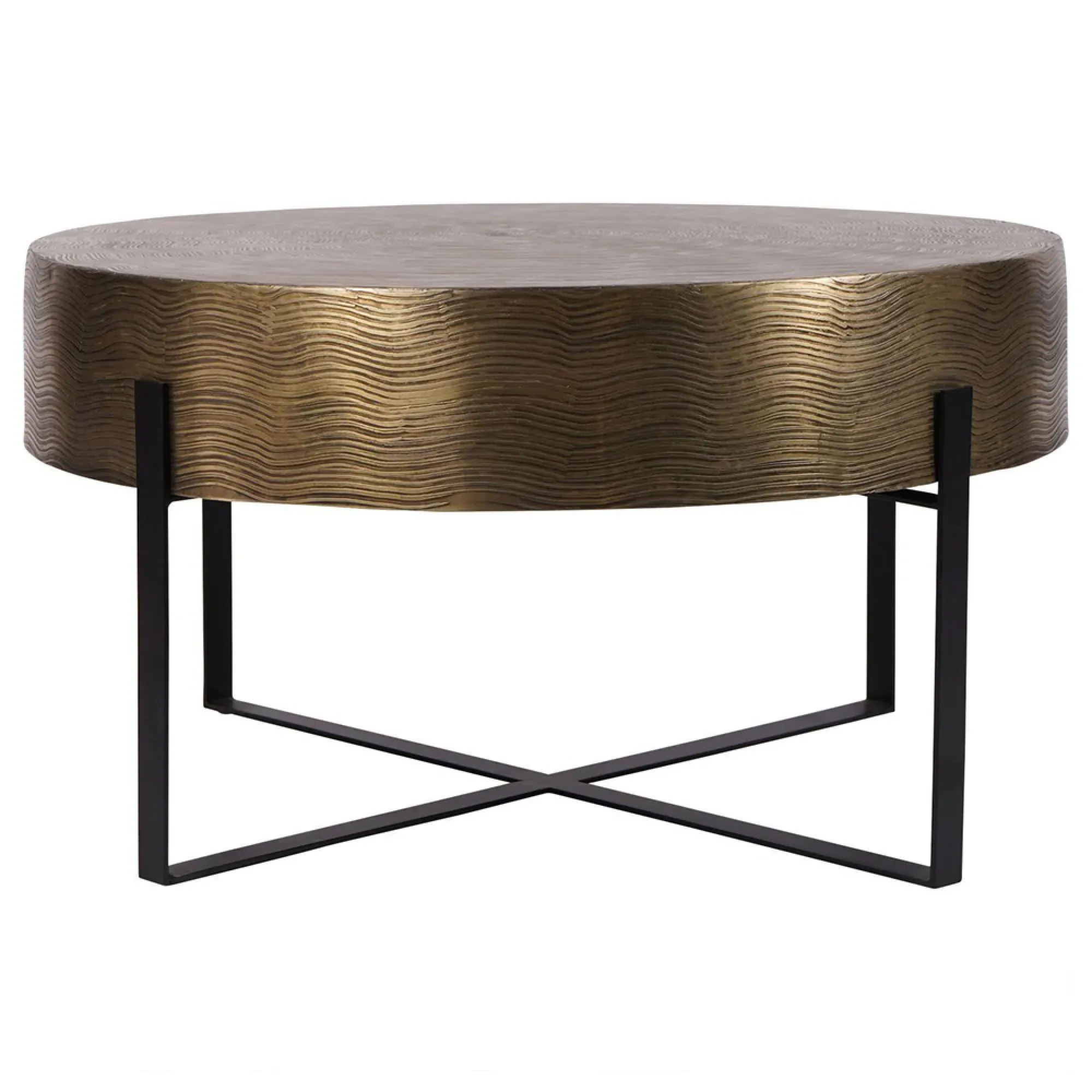 Santa Cruz Round Coffee Table - Antique Brass