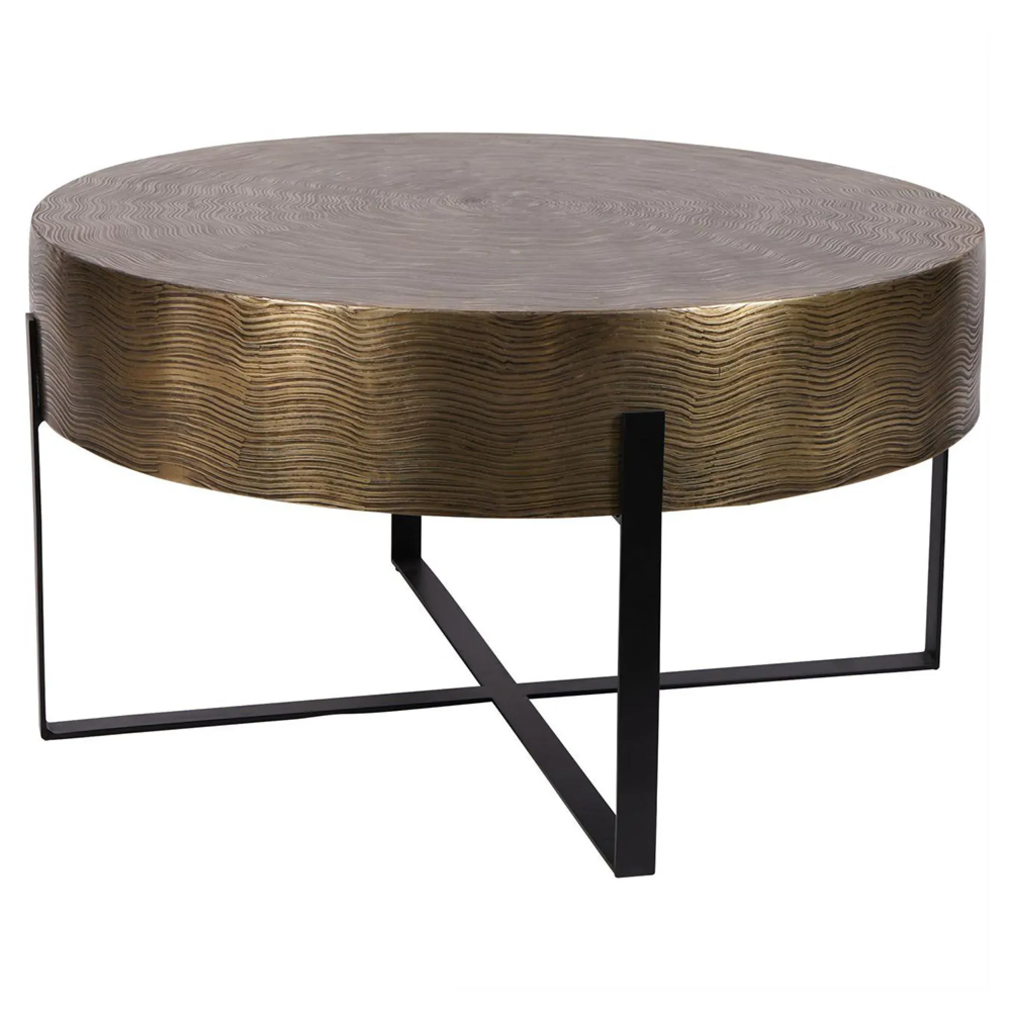Santa Cruz Round Coffee Table - Antique Brass