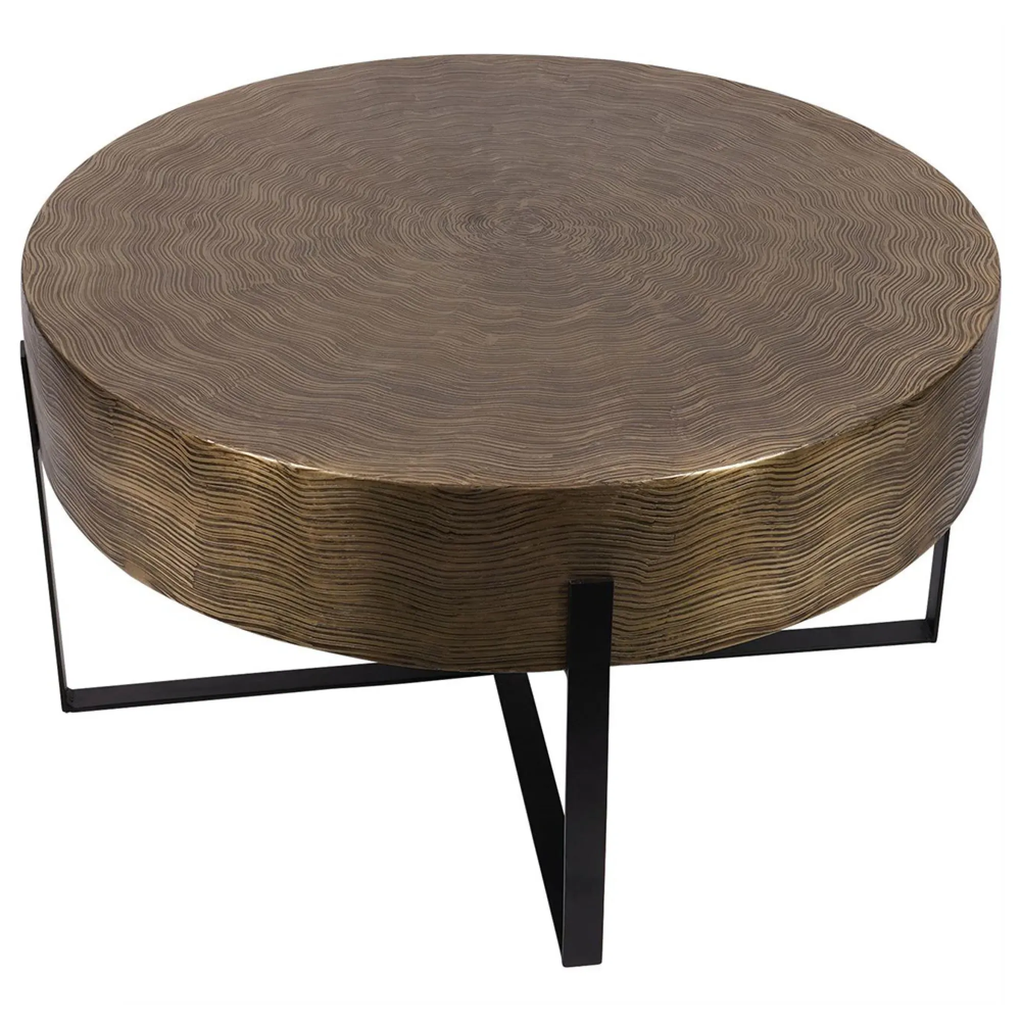 Santa Cruz Round Coffee Table - Antique Brass