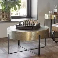 Santa Cruz Round Coffee Table - Antique Brass