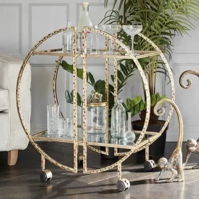 Saturn Glass Drinks Trolley - Gold, Metal image