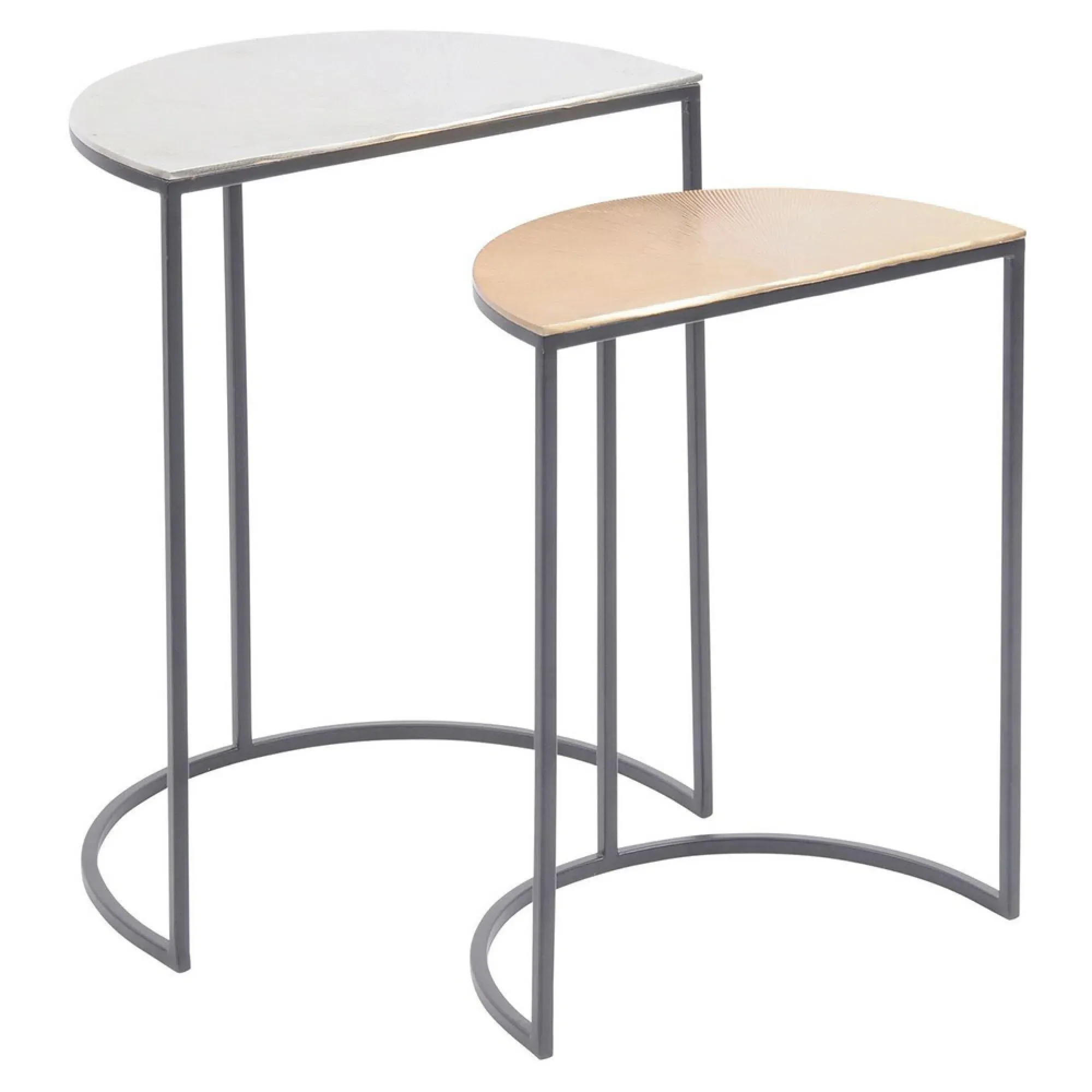Semi Circle Starburst Side Table Set - Gold, Silver