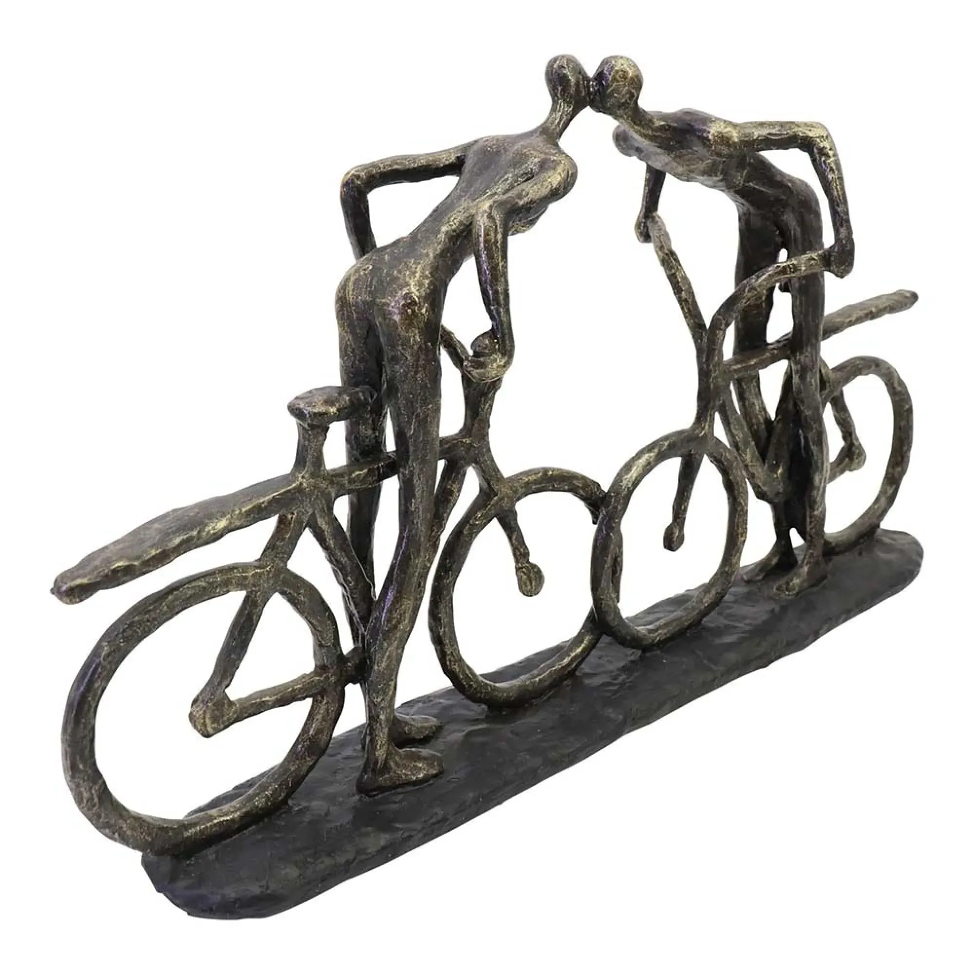 Smooching Cyclist Sculpture - Bronze