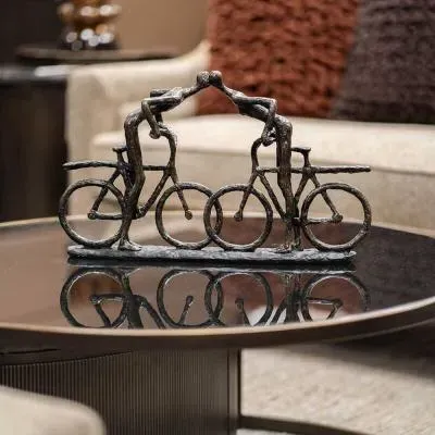 Smooching Cyclist Sculpture - Bronze image