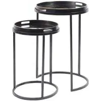 Swirl Round Side Tray Table Set of 2 - Gold, Metal