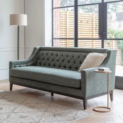 Theodore 3-Seater Buttoned Sofa - Forest Green