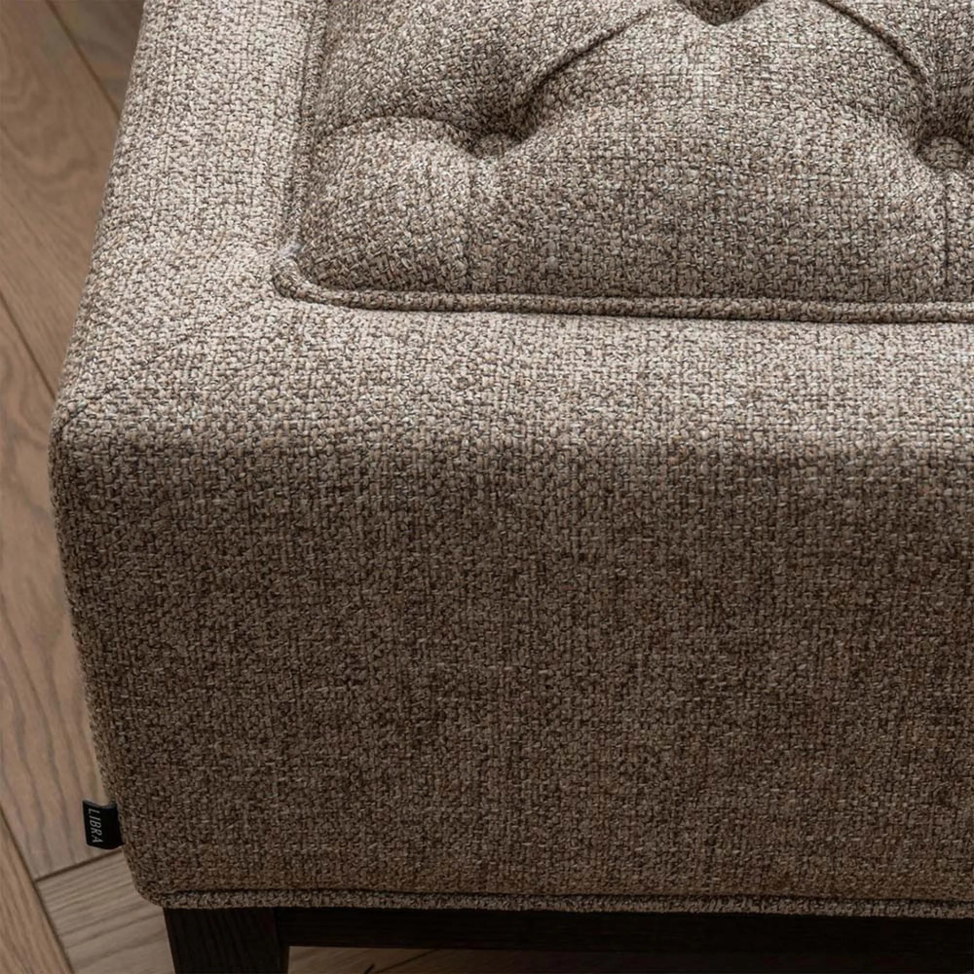 Theodore Buttoned Stool - Dark Taupe