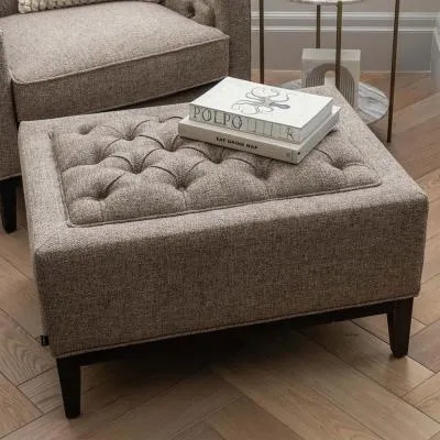 Theodore Buttoned Stool - Dark Taupe image