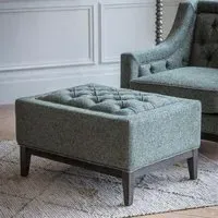 Theodore Buttoned Stool - Forest Green