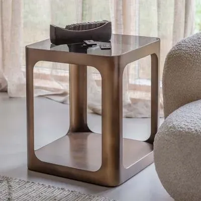 Thorpe Square Side Table - Metal, Glass image