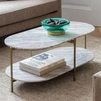 Toronto Oval Coffee Table - Grey, Marble