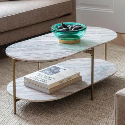 Toronto Oval Coffee Table - Grey, Marble image