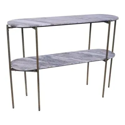Toronto Oval Console Table - Grey, Marble image