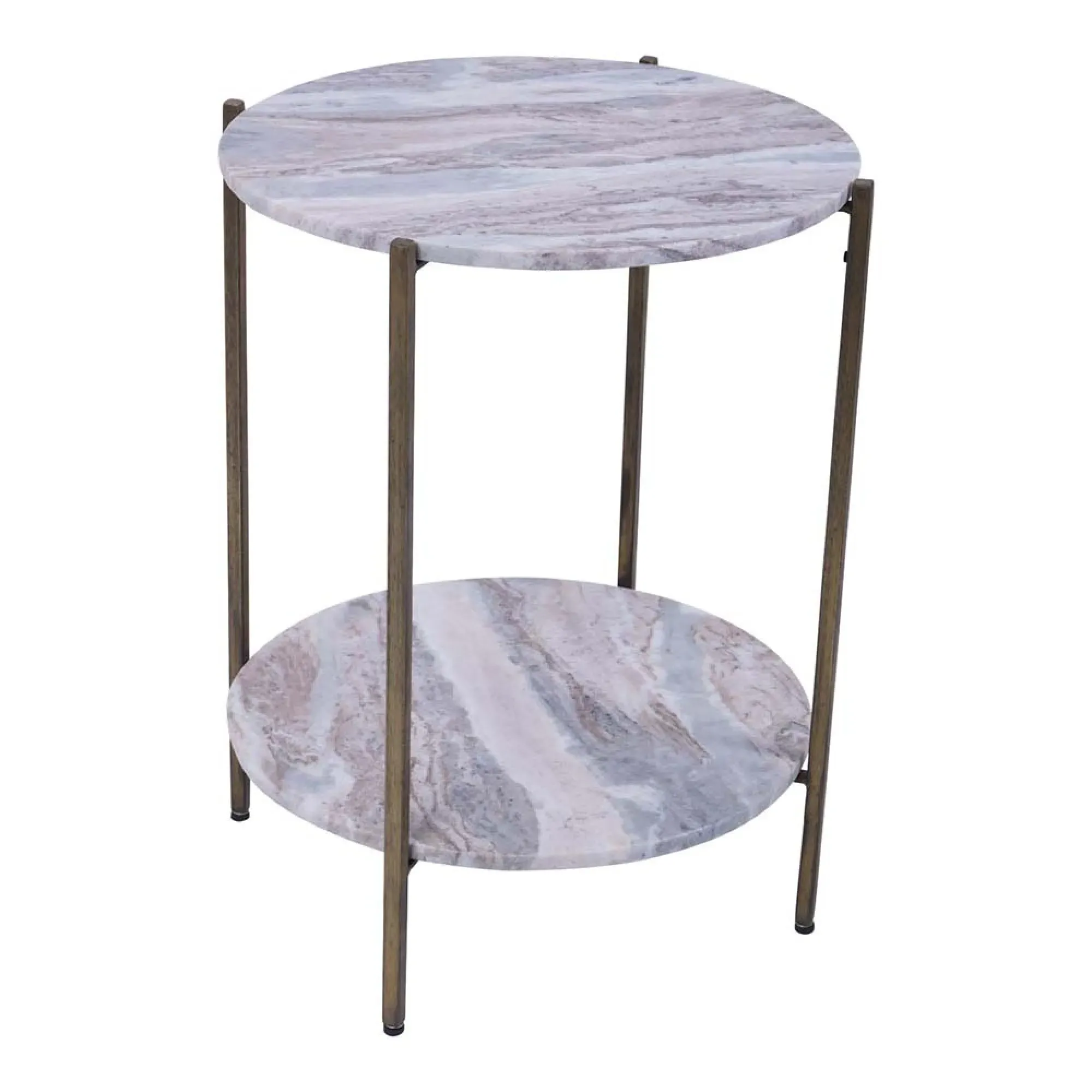 Toronto Round Side Table - Grey, Marble