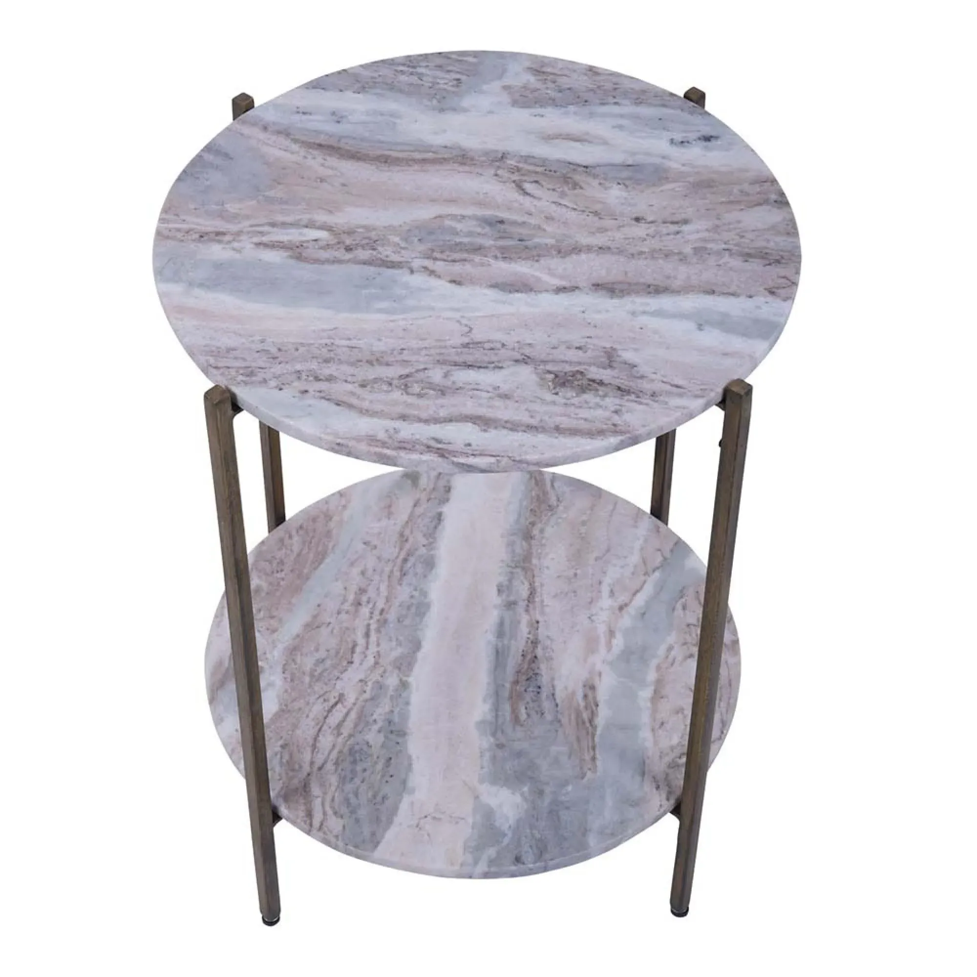 Toronto Round Side Table - Grey, Marble