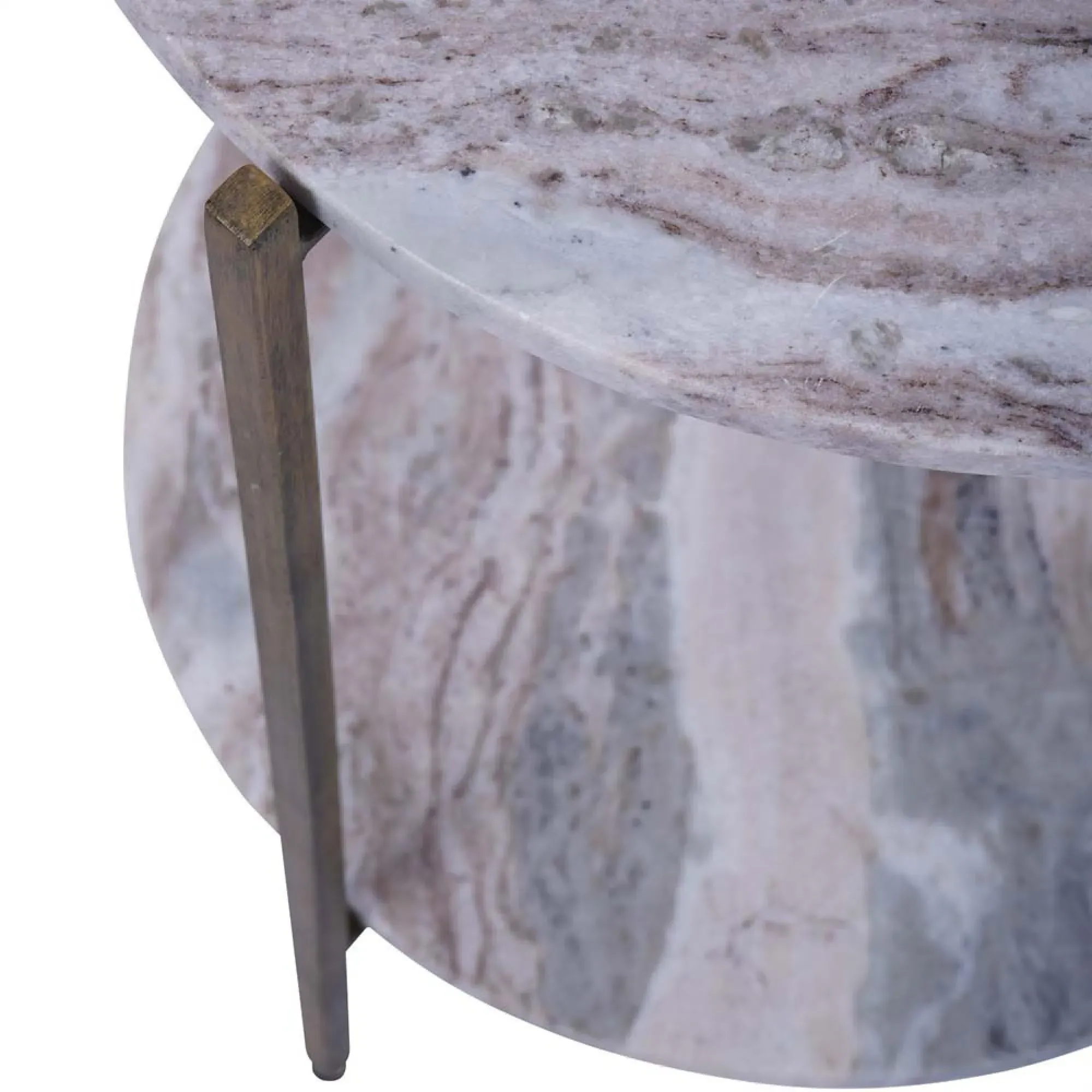 Toronto Round Side Table - Grey, Marble