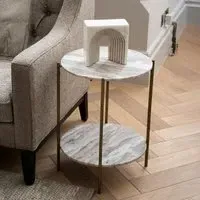Toronto Round Side Table - Grey, Marble