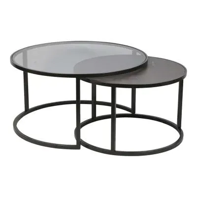 Turner Round Coffee Table Set of 2 - Slate Effect image