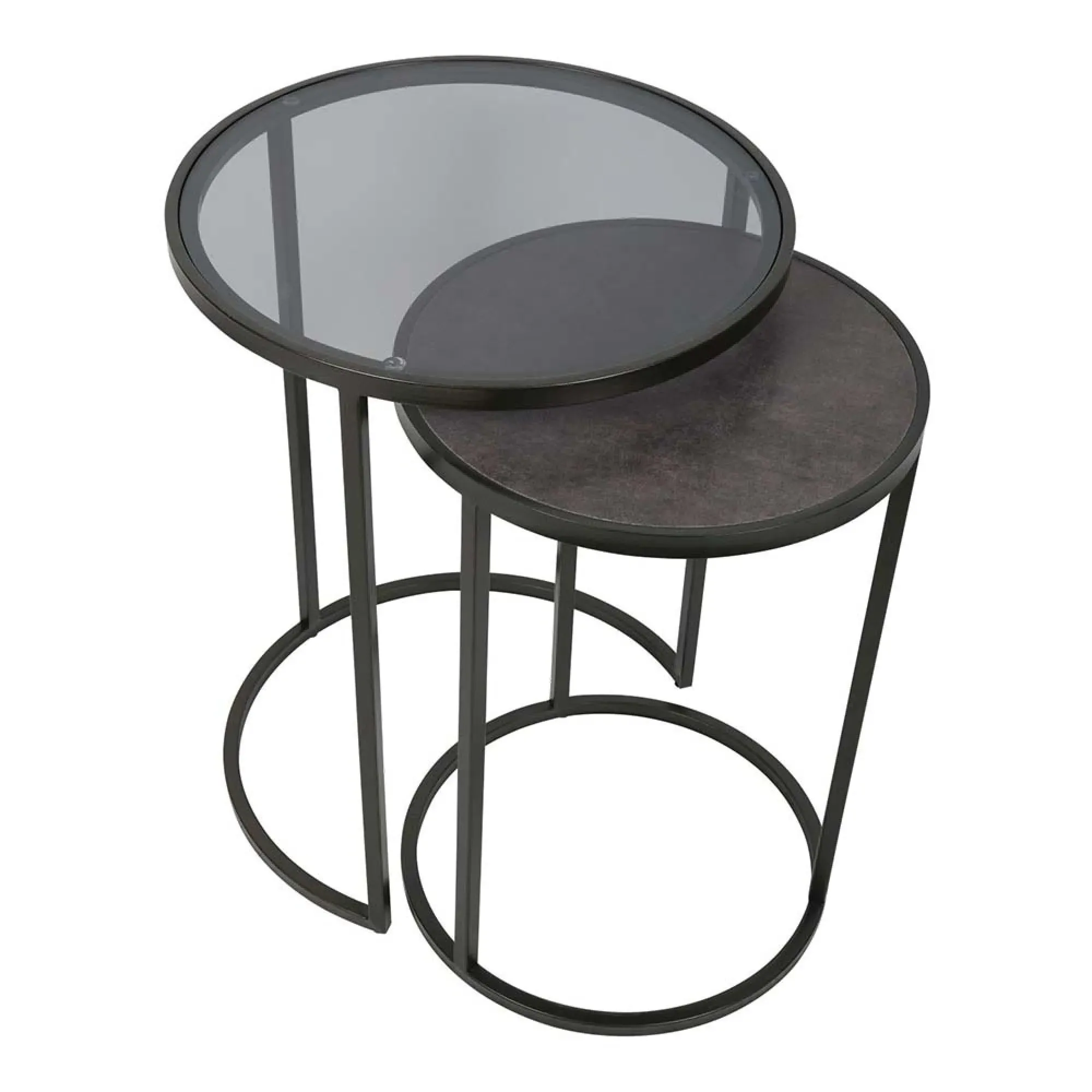 Turner Round Side Table Set of 2 - Slate Effect