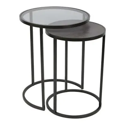 Turner Round Side Table Set of 2 - Slate Effect image