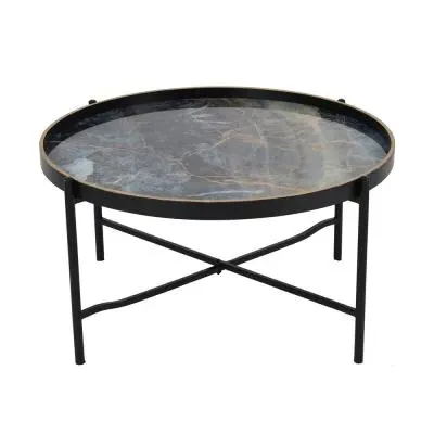Vesuvius Round Tray Coffee Table - Black, Metal