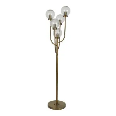 Wellesley Five Globe Floor Lamp - Antique Brass