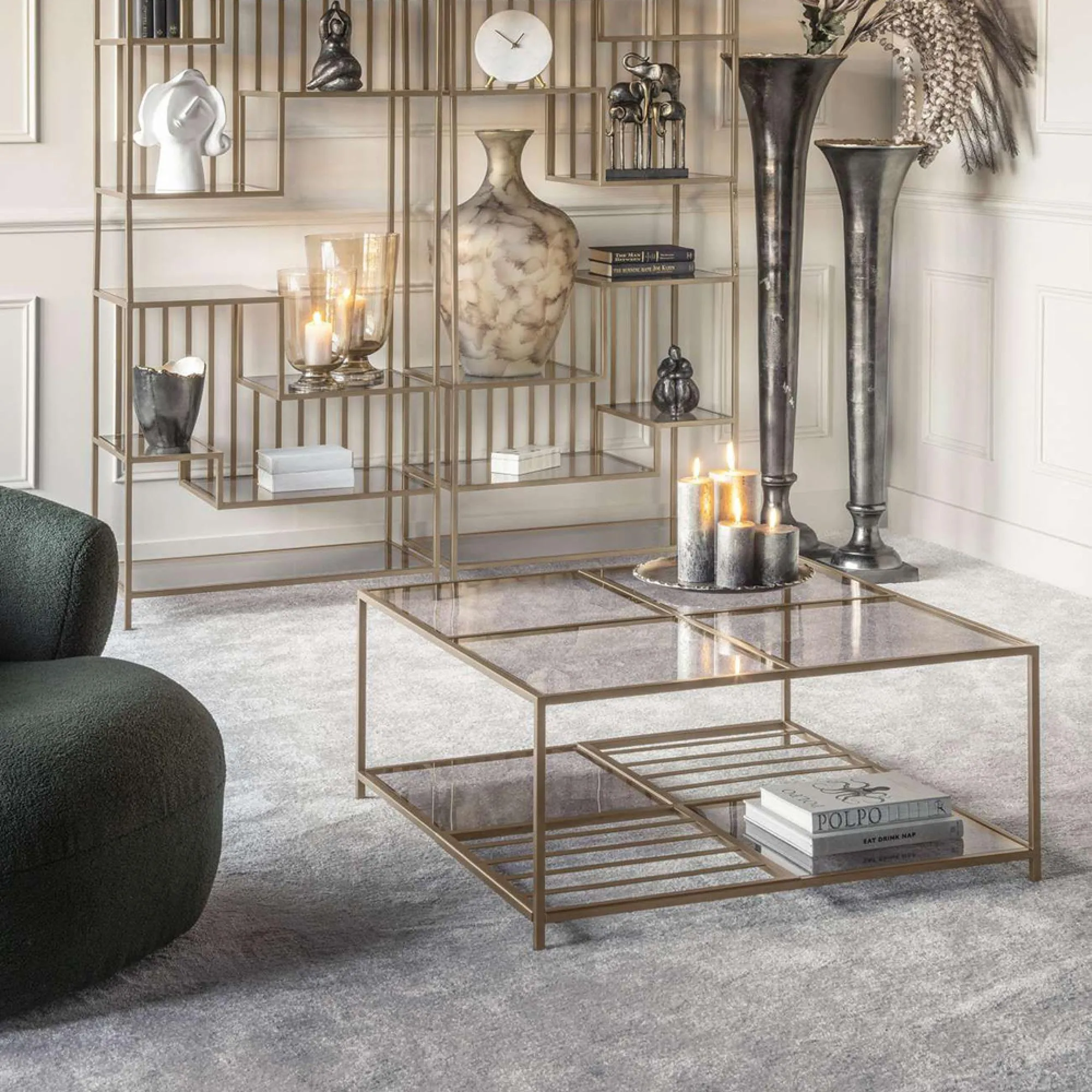 Westley Square Coffee Table - Brown, Tinted Glass