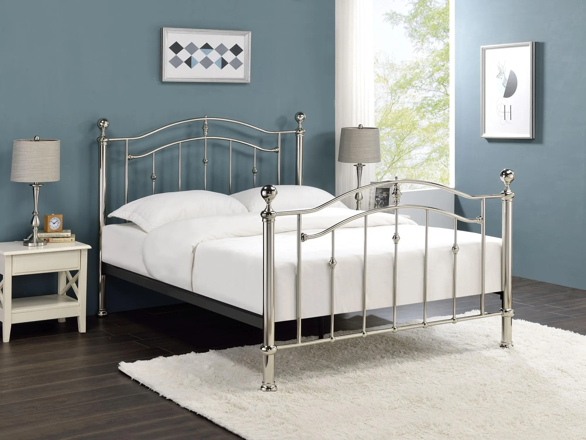 Camas Metal Bed Frame - Chrome