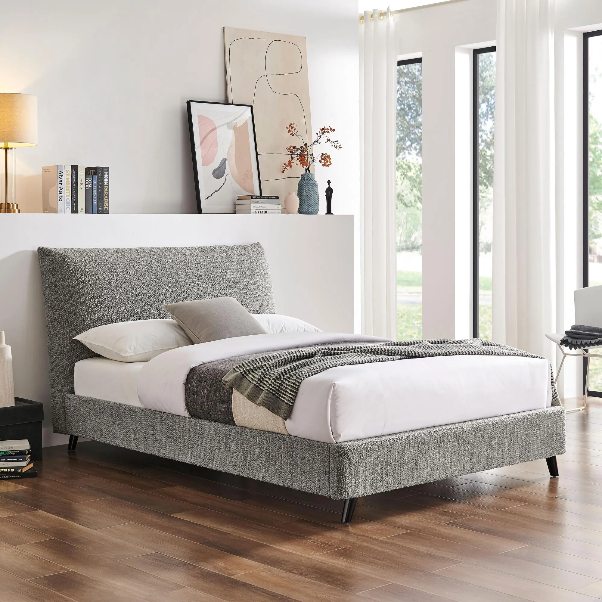 Luis Bed Frame - Dove Grey, Boucle Fabric