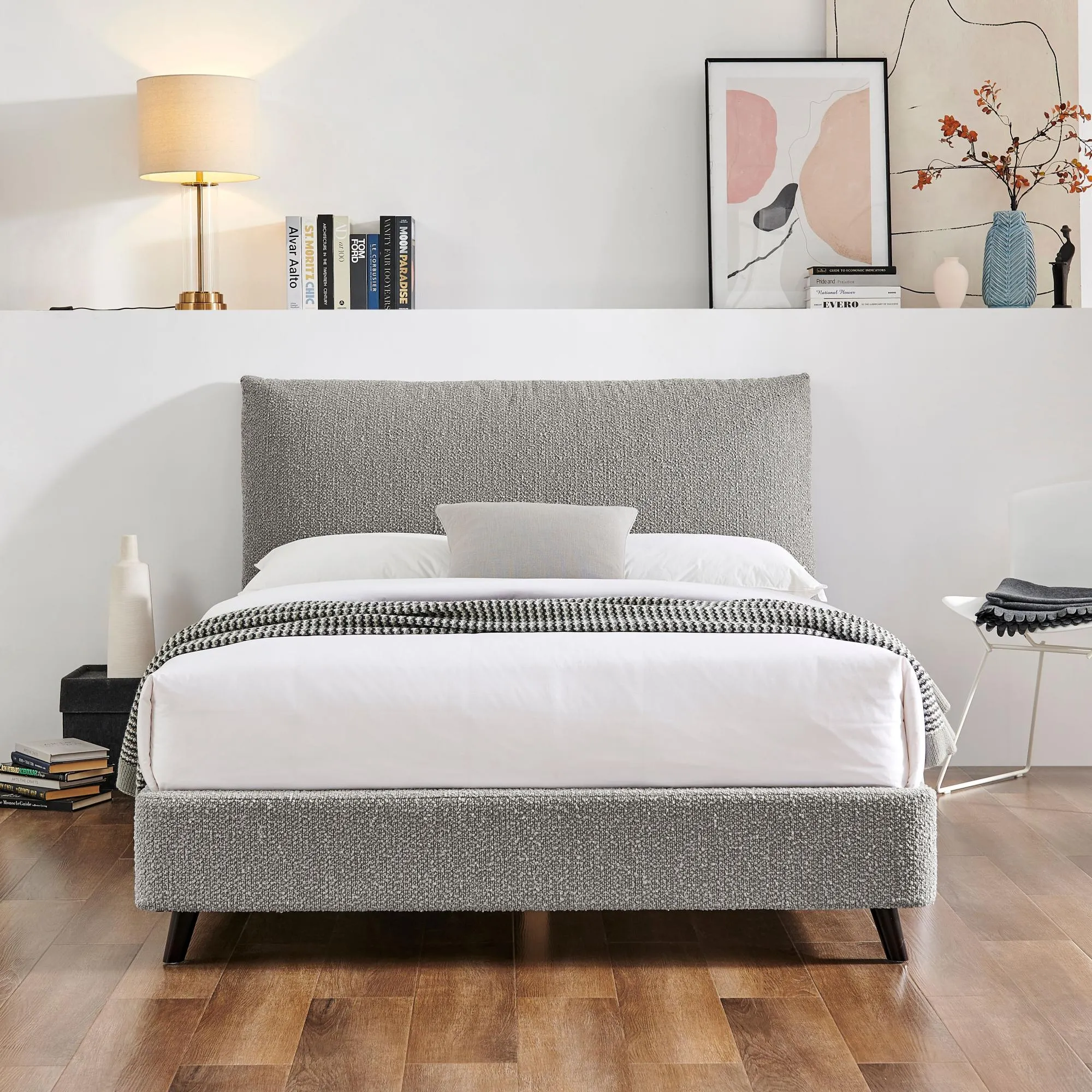 Luis Bed Frame - Dove Grey, Boucle Fabric