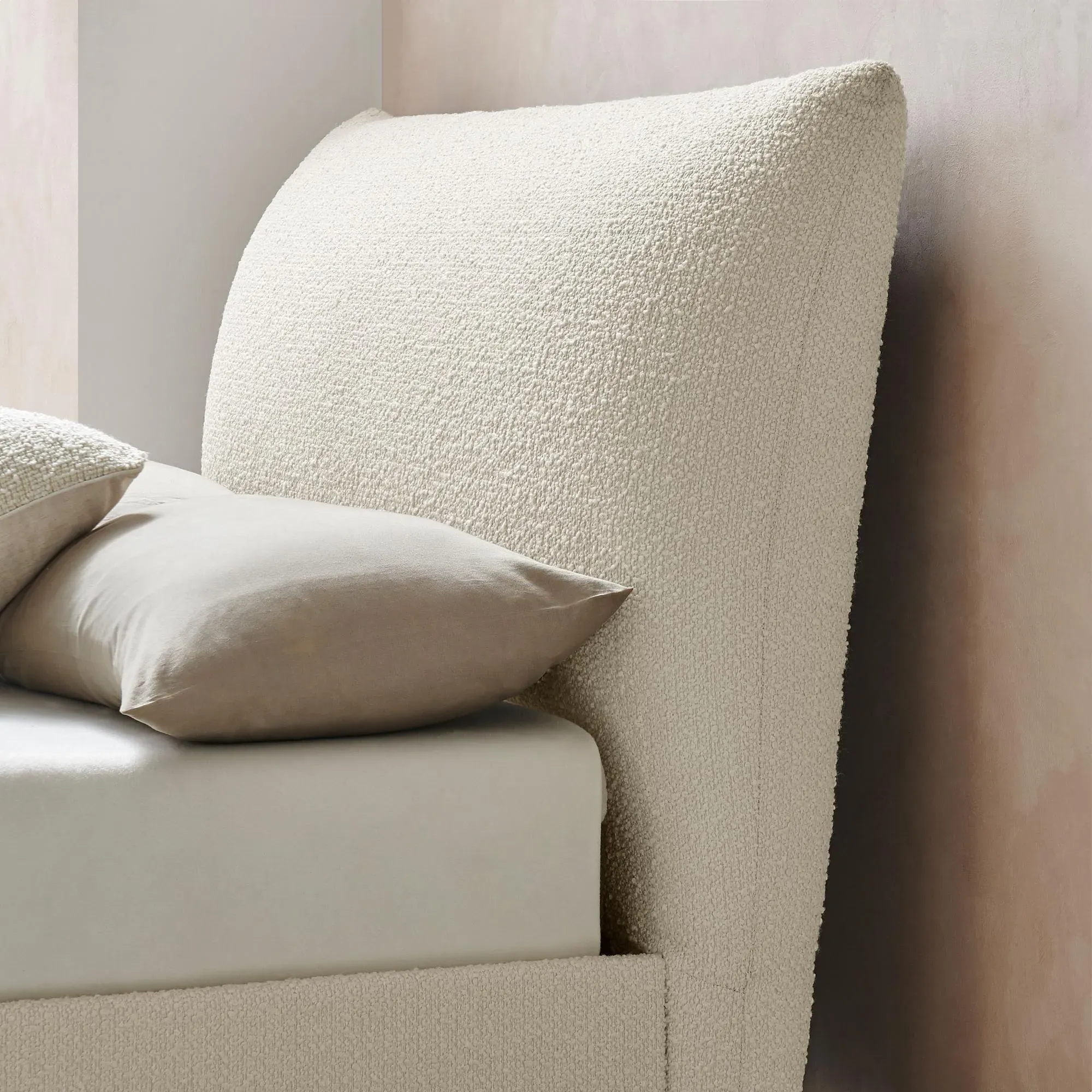 Luis Bed Frame - Ivory, Boucle Fabric