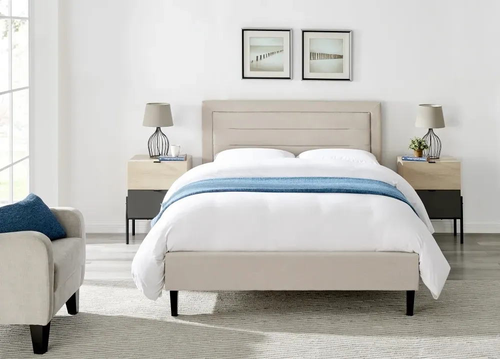 Pasco Fabric Bed - Biscuit