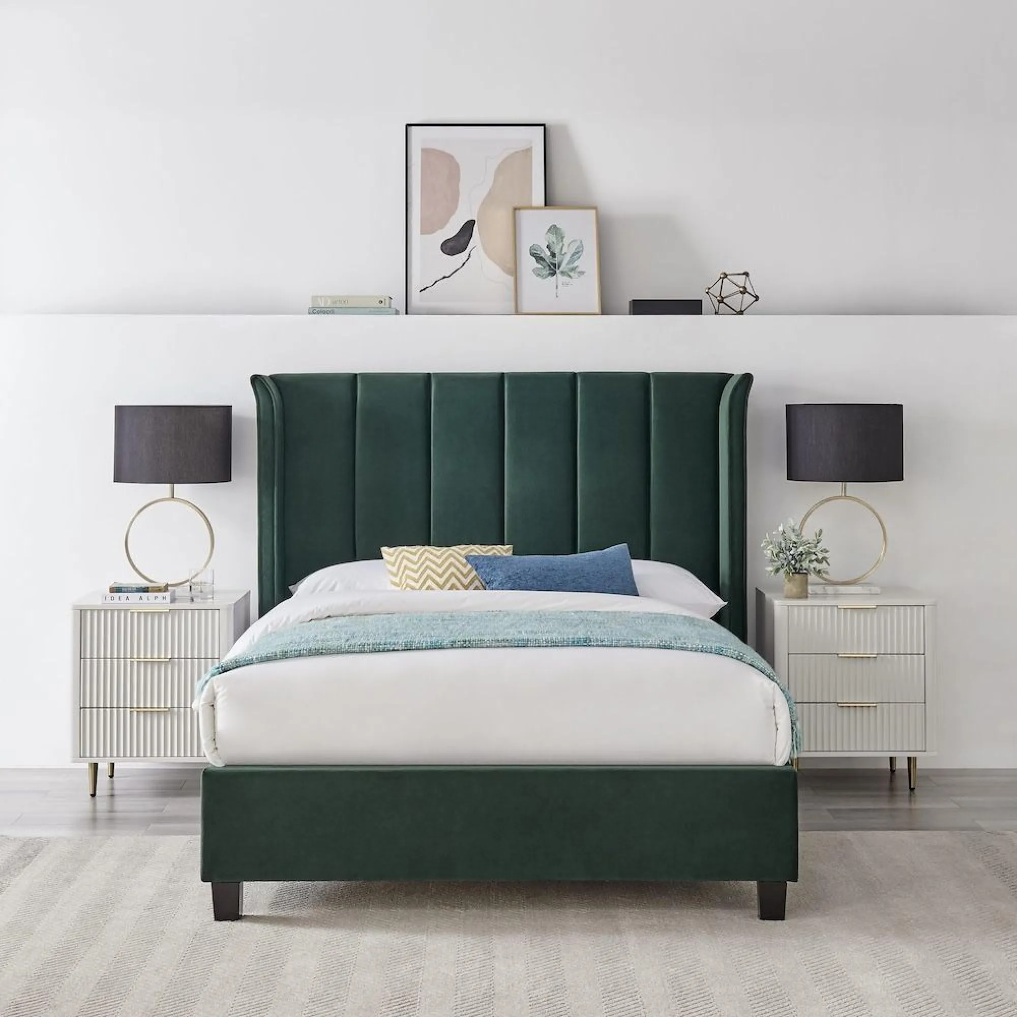 Posey Fabric Bed - Emerald Green