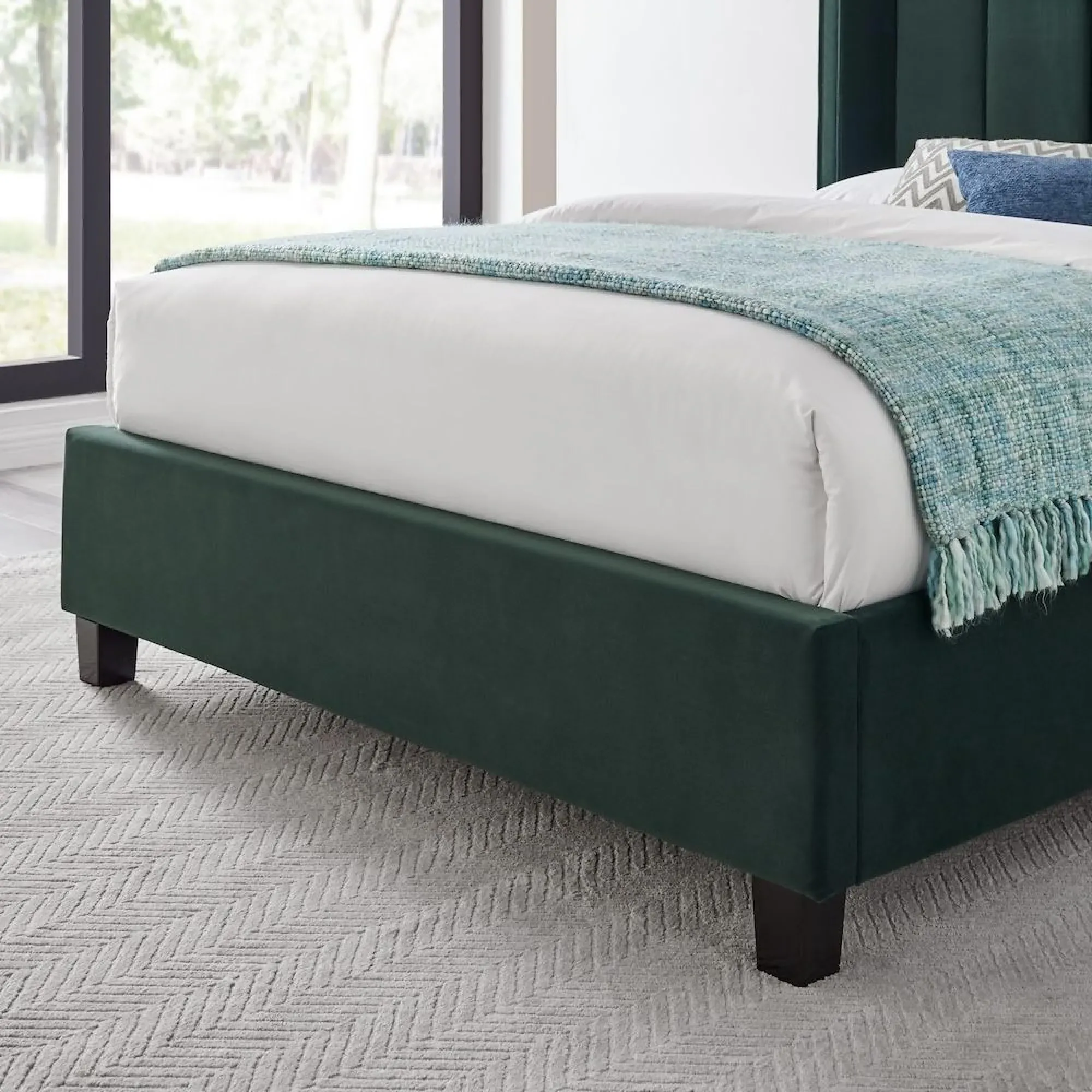 Posey Fabric Bed - Emerald Green