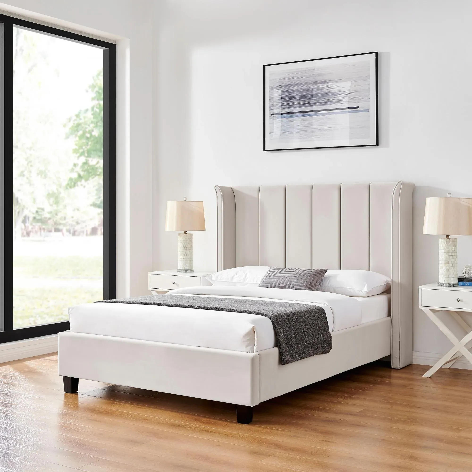 Posey Fabric Bed - Ivory