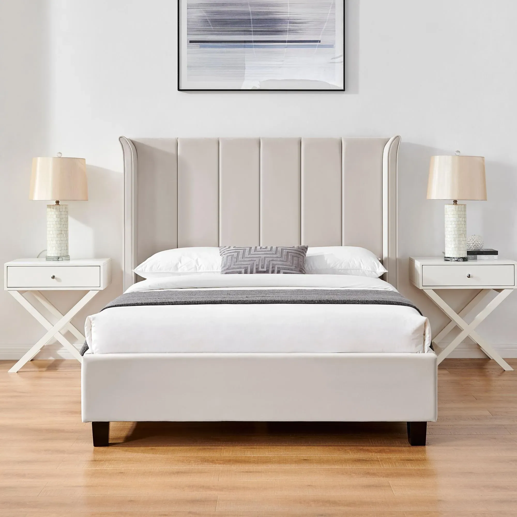 Posey Fabric Bed - Ivory