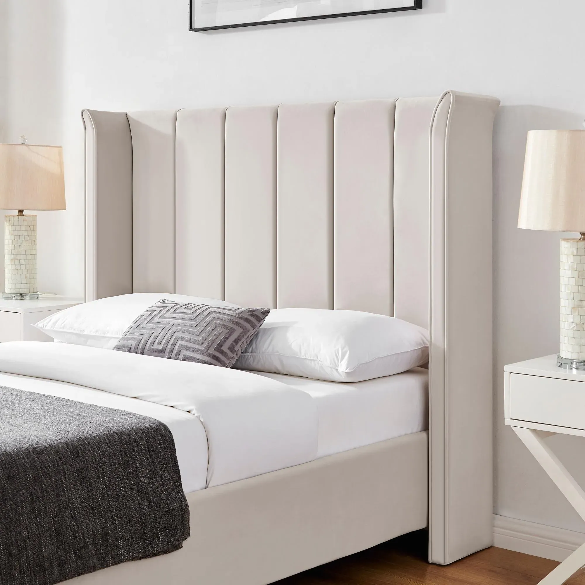 Posey Fabric Bed - Ivory