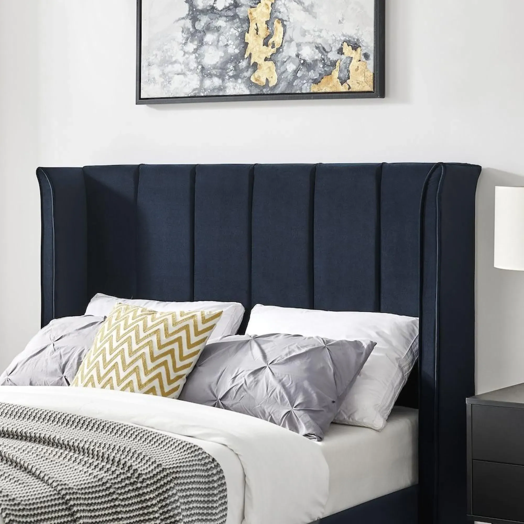 Posey Fabric Bed - Navy Blue